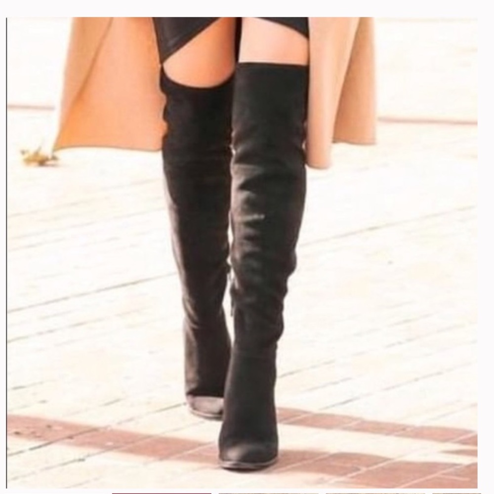 Black Suede Over the Knee Boots